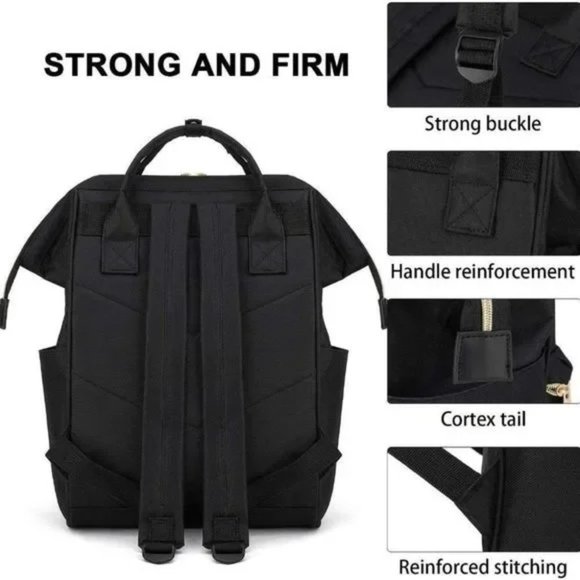 NEW Canvas Casual Backpack Black - Picture 3 of 7